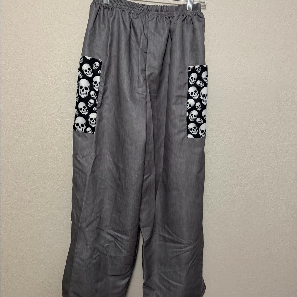 NEW Gray Skull Print Pants - Picture 3 of 6
